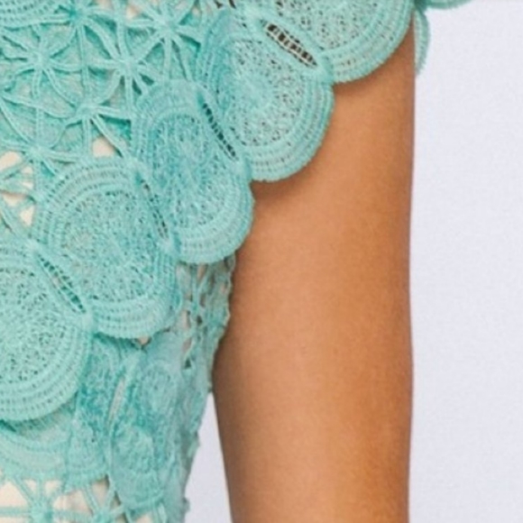 CHAMPAGNE & STRAWBERRY CROCHET LACE MIDI DRESS - Picture 3 of 3